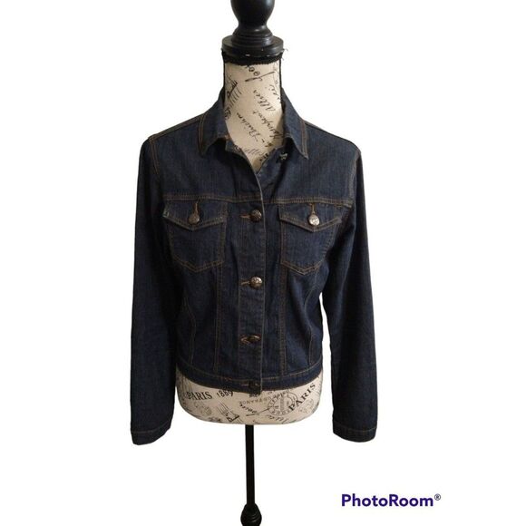 AQ Denim Jacket Small Blue boho Y2K Classic - Picture 1 of 9